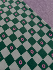 Baby Green/Green Checkered with Pink Flower & Heather Grey