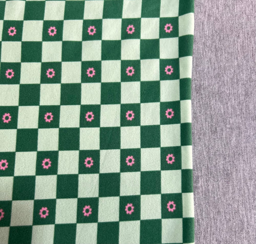 Baby Green/Green Checkered with Pink Flower & Heather Grey