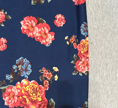 XL Blue Floral & Heather Grey