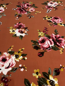 Floral Salmon & Charcoal Grey