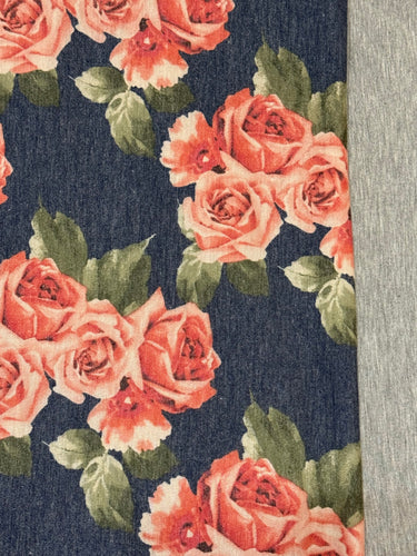 XL Denim and Flowers w/Heather Grey