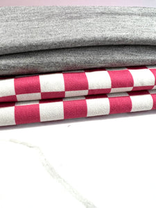 BABY-Hot Pink & White Checkers & Heather Grey