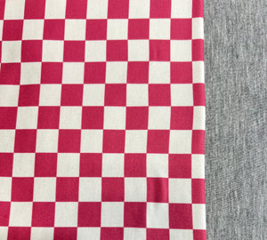 Hot Pink White Checkers & Heather Grey