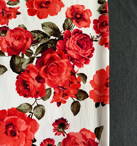 XL Red Floral & Charcoal Grey