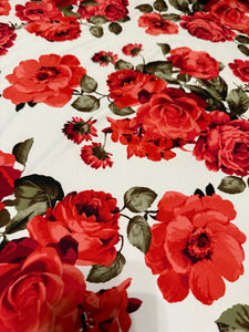 Red Floral & Charcoal Grey