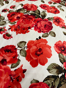 XL Red Floral & Charcoal Grey