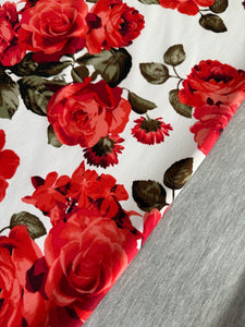 XL Red Floral & Heather Grey