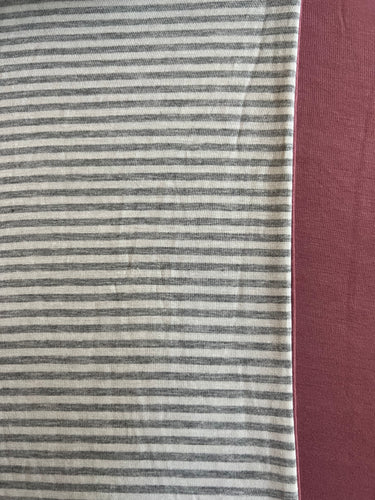 Grey & White Stripe/ Blush