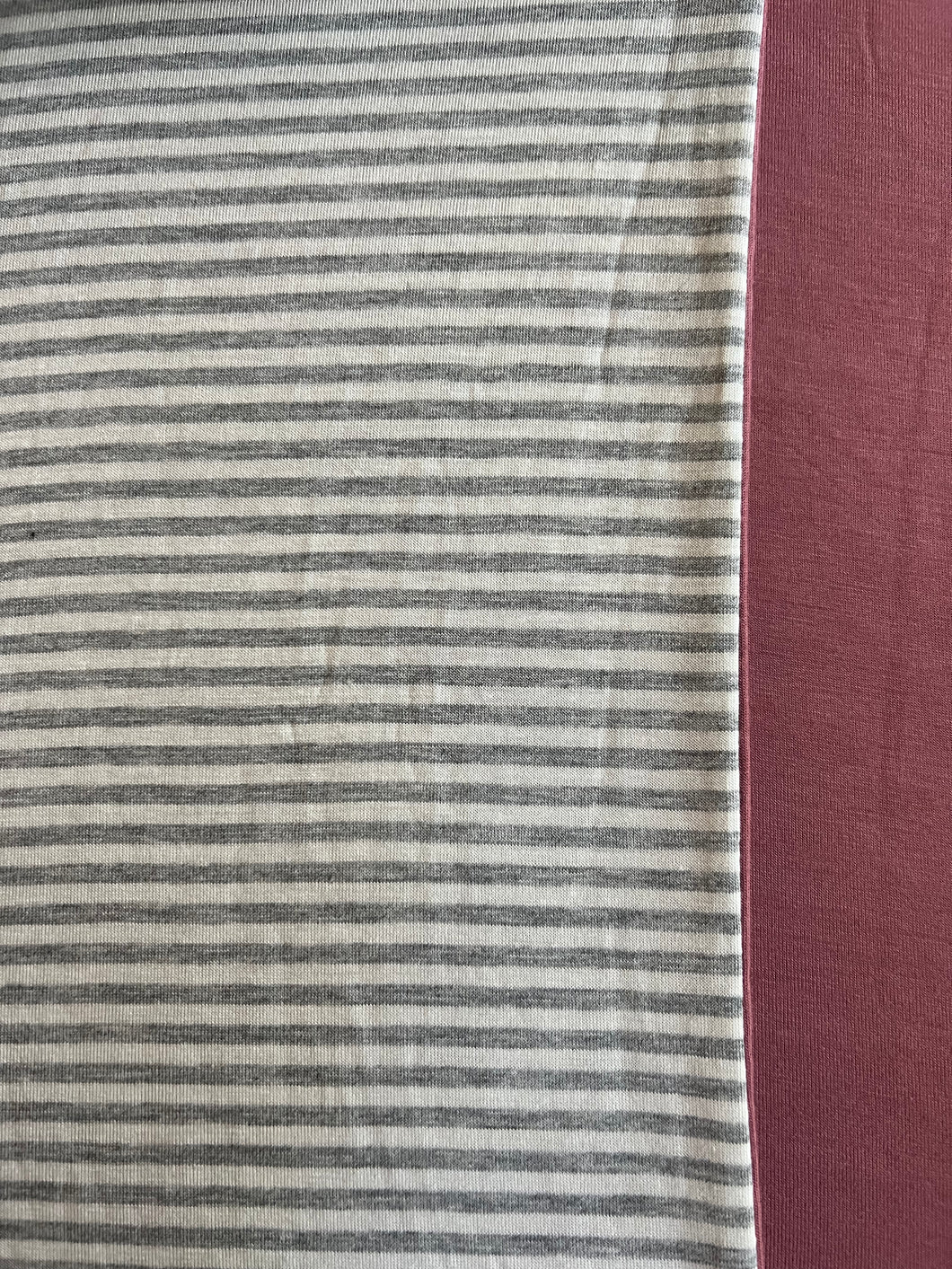 Grey & White Stripe/ Blush