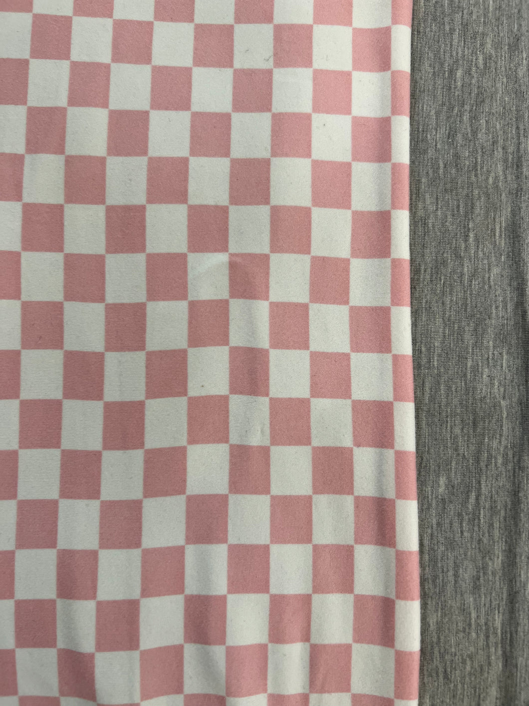 XL Pink/White Checkered & Heather Grey